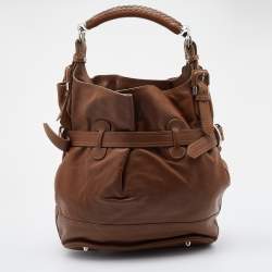 Pre Owned Burberry Brown Leather Hobo