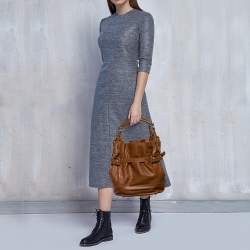 Pre Owned Burberry Brown Leather Hobo