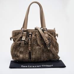 Burberry Beige Ruffled Leather Lowry Tote