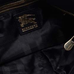 Pre Owned Burberry Beige/Black Quilted House Check Canvas and Leather Shoulder Bag