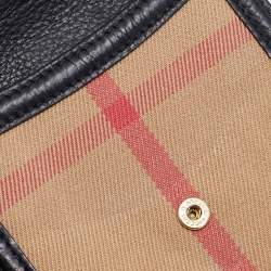 Pre Owned Burberry Beige/Black Quilted House Check Canvas and Leather Shoulder Bag