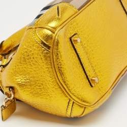 مملوكة مسبقًا Burberry Beige/Gold Nova Check Canvas and Leather Blaze Satchel