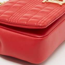 Pre Owned Burberry Red Quilted Leather Small Lola Chain Shoulder Bag