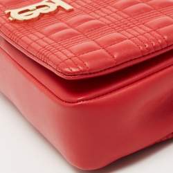 Pre Owned Burberry Red Quilted Leather Small Lola Chain Shoulder Bag