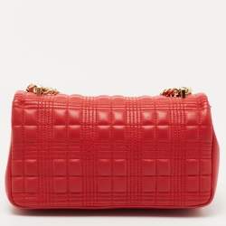 Pre Owned Burberry Red Quilted Leather Small Lola Chain Shoulder Bag