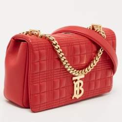 Pre Owned Burberry Red Quilted Leather Small Lola Chain Shoulder Bag