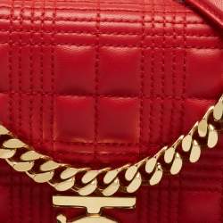 Pre Owned Burberry Red Quilted Leather Small Lola Chain Shoulder Bag