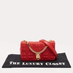 Pre Owned Burberry Red Quilted Leather Small Lola Chain Shoulder Bag