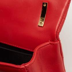 Pre Owned Burberry Red Quilted Leather Small Lola Chain Shoulder Bag