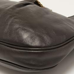 Pre Owned Burberry Dark Brown Leather Brooklyn Chain Hobo