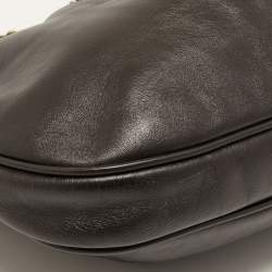 Pre Owned Burberry Dark Brown Leather Brooklyn Chain Hobo