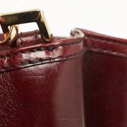 Pre Owned Burberry Burgundy House Check Fabric and Leather Large Bridle Lynher Tote