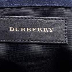 مملوكة مسبقًا Burberry Navy Blue Leather Large Mildenhall Flap Shoulder Bag