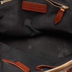 Pre Owned Burberry Beige/Tan House Check Fabric and Leather Orchard Bowler Bag