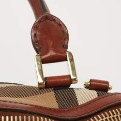 Pre Owned Burberry Beige/Tan House Check Fabric and Leather Orchard Bowler Bag
