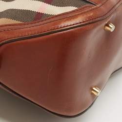 Pre Owned Burberry Beige/Tan House Check Fabric and Leather Orchard Bowler Bag