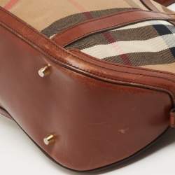 Pre Owned Burberry Beige/Tan House Check Fabric and Leather Orchard Bowler Bag