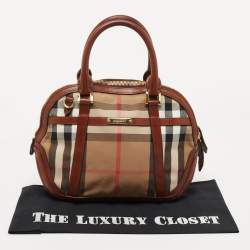 Pre Owned Burberry Beige/Tan House Check Fabric and Leather Orchard Bowler Bag