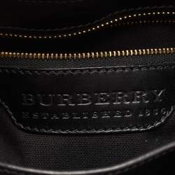 Pre Owned Burberry Black/Beige House Check Canvas and Leather Bridle Shoulder Bag