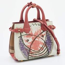 Pre Owned Burberry Multicolor Printed Leather Banner Tote
