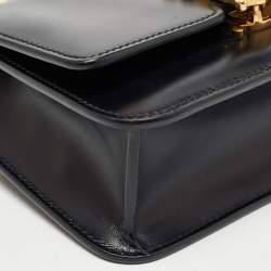 Pre Owned Burberry Black Leather TB Bum Chain Belt Bag