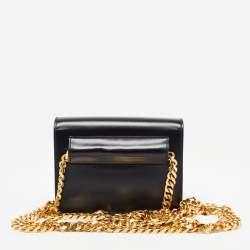 Pre Owned Burberry Black Leather TB Bum Chain Belt Bag