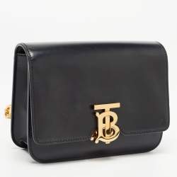 Pre Owned Burberry Black Leather TB Bum Chain Belt Bag