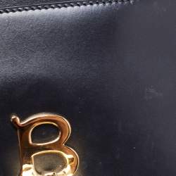 Pre Owned Burberry Black Leather TB Bum Chain Belt Bag