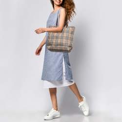 Burberry Beige/Brown Nova Check Nylon Tote