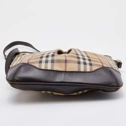 Pre Owned Burberry Beige/Brown Haymarket Check Coated Canvas and Leather Hartham Crossbody Bag