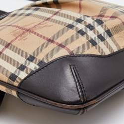 Pre Owned Burberry Beige/Brown Haymarket Check Coated Canvas and Leather Hartham Crossbody Bag