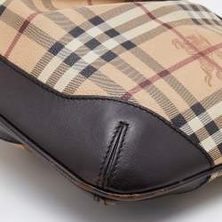 Pre Owned Burberry Beige/Brown Haymarket Check Coated Canvas and Leather Hartham Crossbody Bag