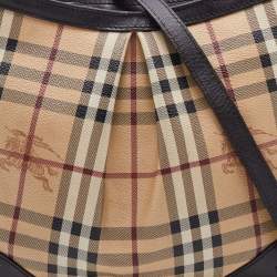 Pre Owned Burberry Beige/Brown Haymarket Check Coated Canvas and Leather Hartham Crossbody Bag