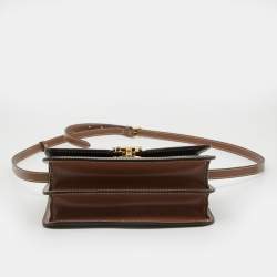 Pre Owned Burberry Black/Grey Canvas and Leather Small TB Shoulder Bag