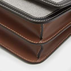 Pre Owned Burberry Black/Grey Canvas and Leather Small TB Shoulder Bag