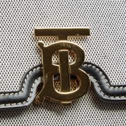 Pre Owned Burberry Black/Grey Canvas and Leather Small TB Shoulder Bag
