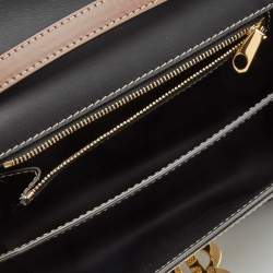 Pre Owned Burberry Black/Grey Canvas and Leather Small TB Shoulder Bag