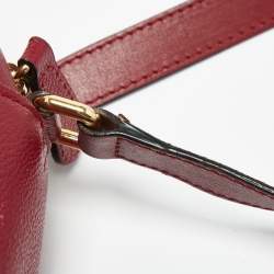 Pre Owned Burberry Red Leather Small Medley Buckle Crossbody Bag