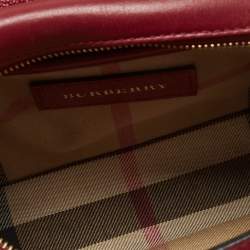 Pre Owned Burberry Red Leather Small Medley Buckle Crossbody Bag