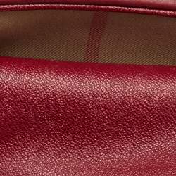 Pre Owned Burberry Red Leather Small Medley Buckle Crossbody Bag