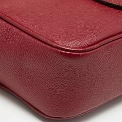 Pre Owned Burberry Red Leather Small Medley Buckle Crossbody Bag