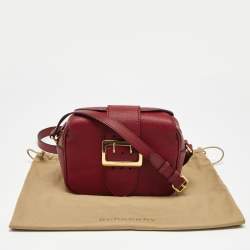 Pre Owned Burberry Red Leather Small Medley Buckle Crossbody Bag