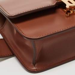 Pre Owned Burberry Brown Leather Mini TB Belt Bag