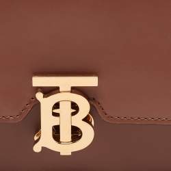 Pre Owned Burberry Brown Leather Mini TB Belt Bag