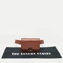 Pre Owned Burberry Brown Leather Mini TB Belt Bag