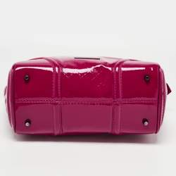 Pre Owned Burberry Fuchsia Check Embossed Patent Leather Tote