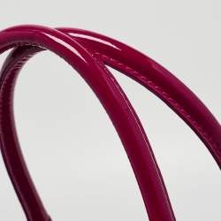 Pre Owned Burberry Fuchsia Check Embossed Patent Leather Tote