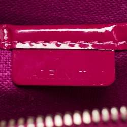 Pre Owned Burberry Fuchsia Check Embossed Patent Leather Tote