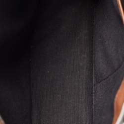 Pre Owned Burberry Beige Leather and House Check Fabric Medium Banner Tote