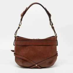 Pre Owned Burberry Brown Leather Small Bridle Dutton Hobo